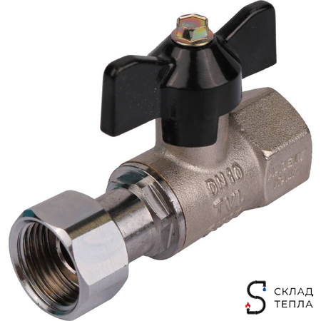 Кран шаровой с накидной гайкой, ВР/накидная гайка, ручка бабочка 1/2"x1/2". Вид 2.