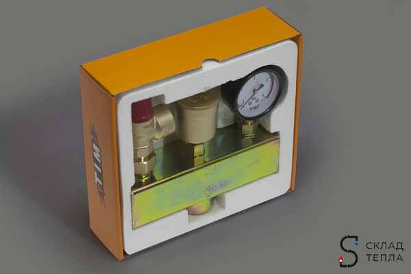 Группа безопасности котла TIM КВ - 1" (до 50кВт, 3 бар). Вид 3.