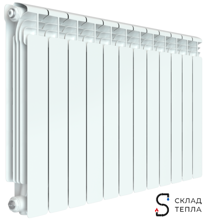 Радиатор алюминиевый Rifar Alum Ventil 500 - 12 секций (подключение нижнее слева). Вид 1.