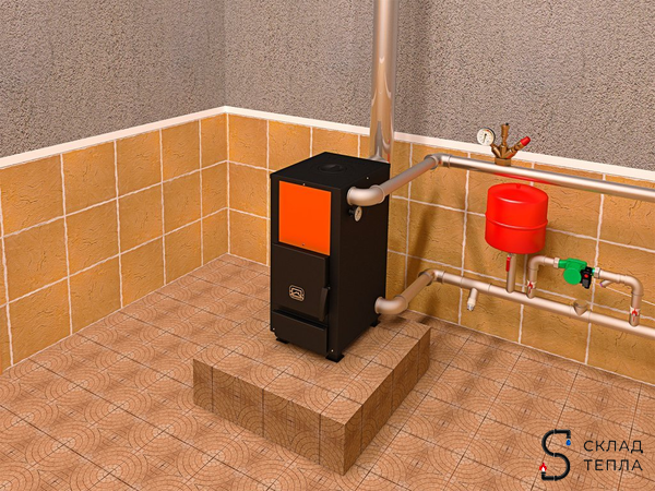 Котел твердотопливный Теплодар Куппер ОВК - 10 кВт (со встроенным ТЭНом 6 кВт и варочной панелью). Вид 1.