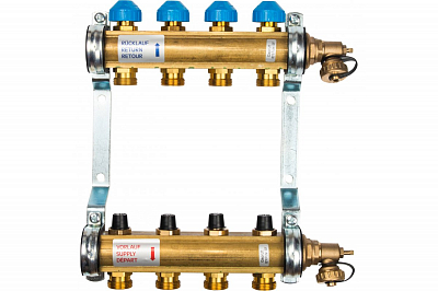 Коллекторная группа WATTS HKV - 1'ВР/ВР на 4 контура 3/4'EK (с вентилями, латунь)