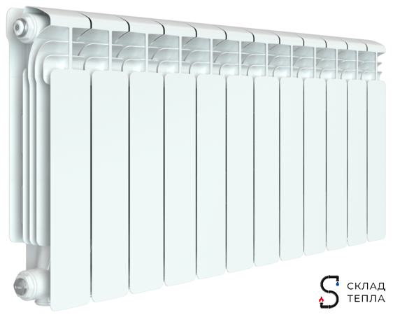 Радиатор алюминиевый Rifar Alum Ventil 350 - 12 секций (подключение нижнее справа). Вид 1.