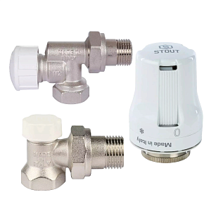 Комплект подключения радиатора STOUT осевой 1/2' (PN10, Tmax - 120°С)