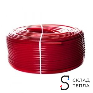 Труба из сшитого полиэтилена STOUT - 16x2,0 (PE-Xa/EVOH, PN8, Tmax 95°C,  бухта 500 м, цвет красный). Вид 1.