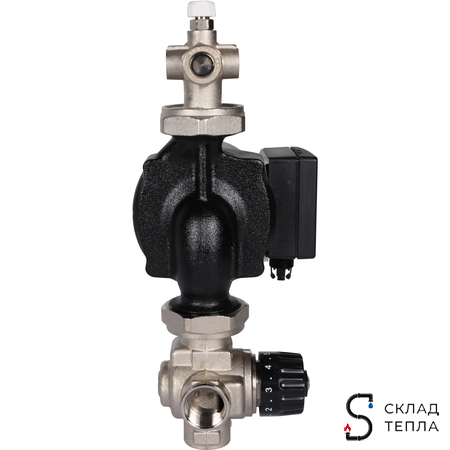 Насосно-смесительный узел STOUT - 1" (с термостатическим клапаном 30-60°C, с насосом и байпасом). Вид 4.