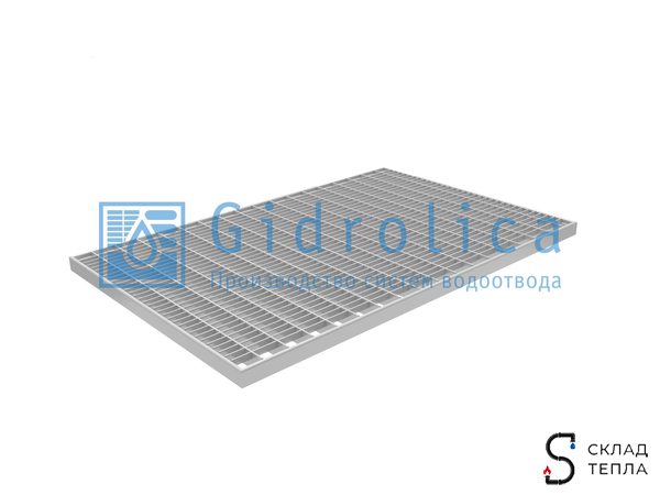 Решетка Gidrolica Step Pro стальная ячеистая оцинкованная 390х590 мм . Вид 2.