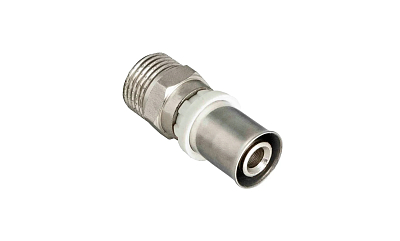 Пресс-муфта с наружной резьбой TIM - 20 x 1/2" (для металлопластиковых труб) Пресс-муфта с наружной резьбой TIM - 20 x 1/2' (для металлопластиковых труб)