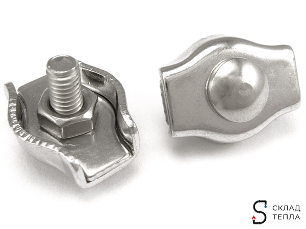 Зажим нержавеющий 3 мм Одинарный . Вид 1.