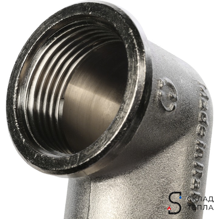 Отвод 90° латунный резьбовой равнопроходный STOUT (НР/ВР) - 3/4" (никелированный). Вид 8.