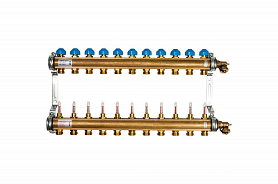Коллекторная группа WATTS HKV/T - 1'ВР на 11 контуров 3/4'EK (с вентилями и расходомерами, латунь)