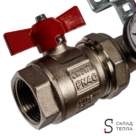 Коллекторная группа в сборе STOUT - 1" на 6 контуров 3/4" (нерж.сталь, с расходомерами). Вид 4.