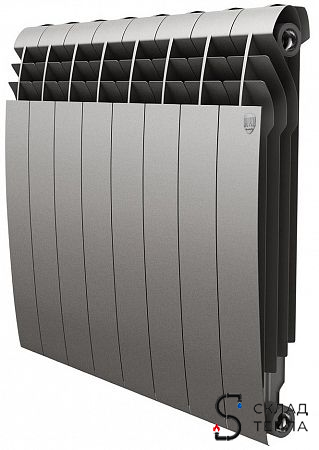 Радиатор алюминиевый Royal Thermo Biliner Alum 500 Silver Satin  - 8 секций. Вид 1.