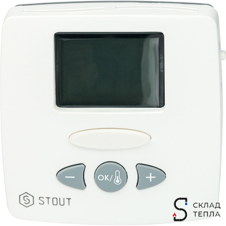 Комнатный электронный термостат STOUT WFHT-LCD (с выносным датчиком). Вид 1.