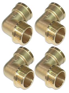 Отвод 90° латунный резьбовой равнопроходный TIM (НР/ВР) - 3/4' (4шт.)