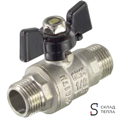 Кран шаровой полнопроходной TIM - 3/4" (НР/НР, PN40, ручка-бабочка черная, 2шт). Вид 3.