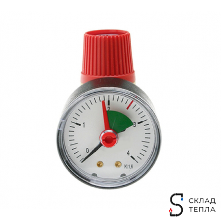 Клапан предохранительный STOUT - 1/2" х 3/4" (ВР/ВР, Рн 3 бар, с манометром). Вид 1.