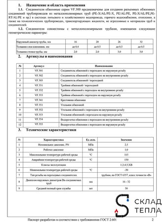 Муфта VALFEX - 20 (винтовая, для металлопластиковых труб) 1шт. Вид 8.
