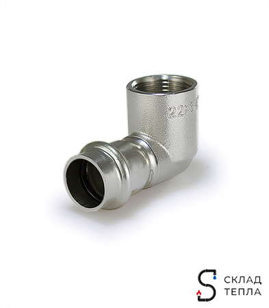 Переход на внутреннюю резьбу угловой Zeissler 15 х 1/2" из нержавеющей стали. Вид 1.