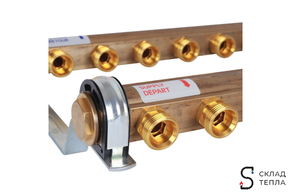 Коллекторная группа WATTS HKV/A - 1"ВР/ВР на 8 контуров 3/4"EK (латунь). Вид 6.