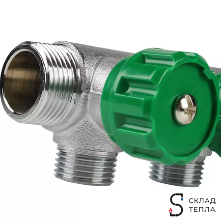 Коллектор FAR MULTIFAR 3822 - 1"(НР/ВР) на 3 контура 3/4"(плоское упл.). Вид 6.