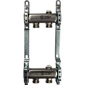 Коллекторная группа STOUT - 1' на 2 контура 3/4' (нерж.сталь, для радиаторной разводки)