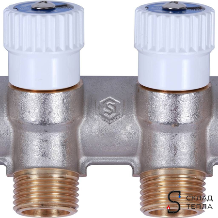 Коллектор регулирующий STOUT- 3/4" (НР/ВР) на 4 контура 1/2"(плоское уплотнение). Вид 11.