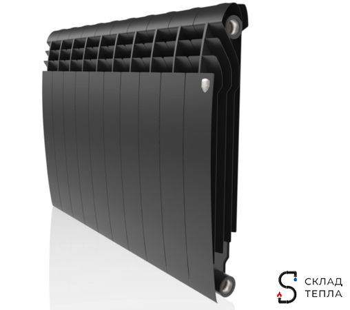 Радиатор биметаллический Royal Thermo BiLiner 500 Noir Sable (Чёрный) - 10 секций. Вид 1.