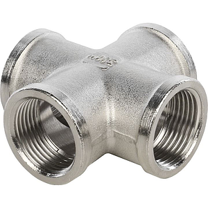 Крестовина латунная резьбовая равнопроходная STOUT (ВР) - 1/2' (никелированная)