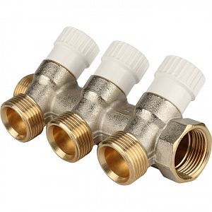 Коллектор регулирующий STOUT- 1' (НР/ВР) на 3 контура 1/2'(плоское уплотнение)