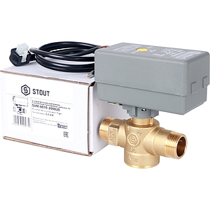 2-Ходовой зональный клапан STOUT с сервоприводом 230V (кабель 1м. НР 3/4', Kv 12)