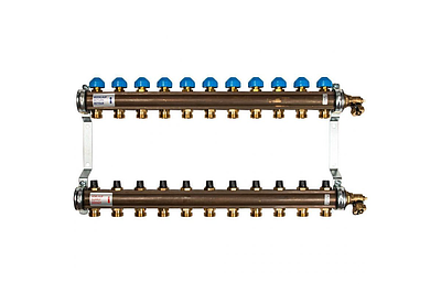 Коллекторная группа WATTS HKV - 1'ВР/ВР на 11 контуров 3/4'EK (с вентилями, латунь)