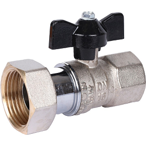 Кран шаровой с накидной гайкой, ВР/накидная гайка, ручка бабочка 3/4'x1'