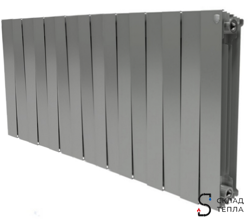 Радиатор биметаллический Royal Thermo PianoForte 500 Silver Satin (Серый) - 16 секций. Вид 1.