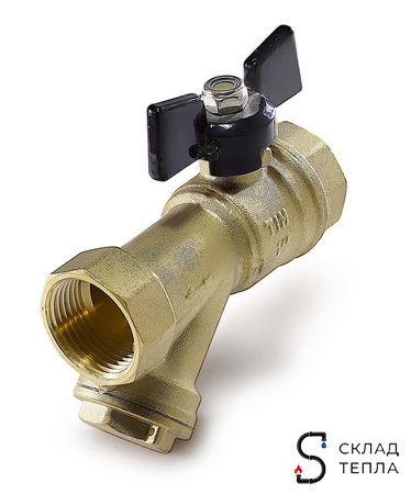 Кран с фильтром TIM - 1" (ВР/ВР, ручка бабочка, сетка 400 мкр.). Вид 3.