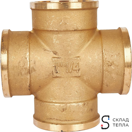 Крестовина латунная резьбовая равнопроходная STOUT (ВР) - 1 1/4". Вид 5.