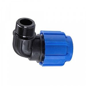 Переход на наружную резьбу угловой Политэк - 25 x 3/4' (винтовой, для труб ПНД)