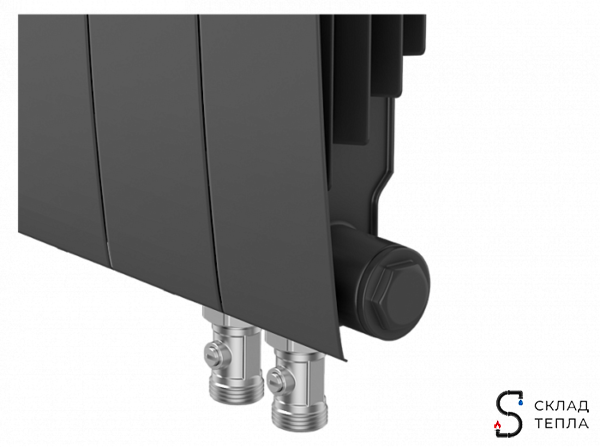 Радиатор биметаллический Royal Thermo BiLiner 350 V Noir Sable (Н) (Чёрный) - 12 секций. Вид 2.