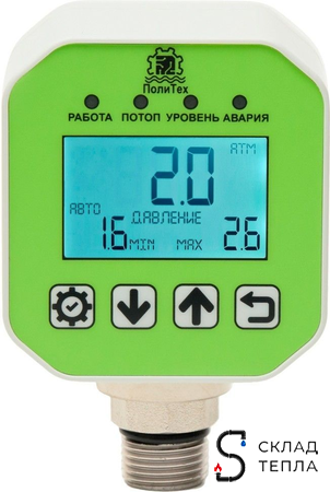 Реле давления электронное ПолиТех расширенное (10 бар, 1/2" НР, без кабеля). Вид 2.
