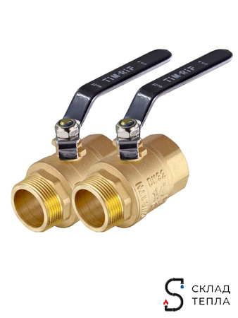 Кран шаровой TIM - 3/4" (НР/ВР, ручка-рычаг черная, 2шт). Вид 3.