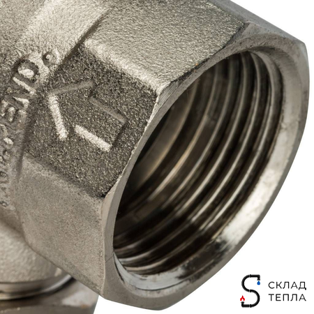 Кран шаровой с фильтром STOUT - 1" (ВР/ВР, PN30, Tmax 100°С, сетка 500 мкм, ручка-рычаг черная). Вид 7.