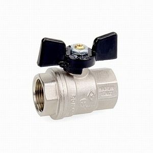 Кран шаровой полнопроходной Bugatti Oregon 302 - 1/2' (ВР/ВР, PN64, ручка-бабочка черная)