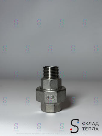 Соединение быстроразъемное (американка) из нерж. стали Benarmo - 1/2" (ВР/НР). Вид 7.