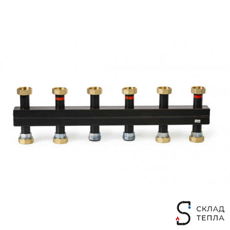 Коллектор котельной разводки Meibe Поколение 8  - 1"1/2  на 5 контуров 1"1/2 (до 85 кВт, черн.сталь). Вид 2.
