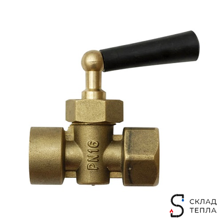 Кран запорный для манометра WATTS RM - 1/2" (ВР/ВР, PN16, Tmin -10°С, Tmax 50°С). Вид 1.