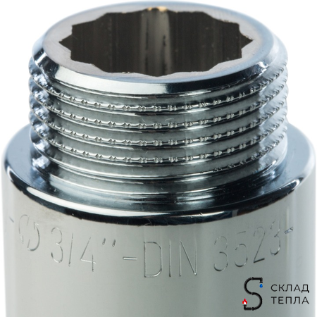 Удлинитель резьбовой STOUT - 3/4" длина 70 мм (НР/ВР, цвет хромированный). Вид 4.