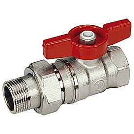 Кран шаровой Giacomini R259D - 3/4' x 1' (ВР/НР, PN35,ручка-бабочка красная,с отводом,хромированный)