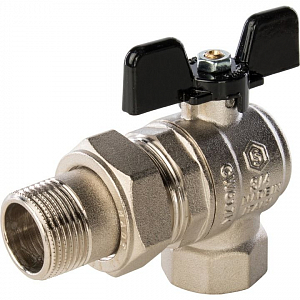 Кран шаровой полнопроходной угловой STOUT - 3/4" (ВР/НГ, ручка-бабочка черная) Кран шаровой полнопроходной угловой STOUT - 3/4' (ВР/НГ, ручка-бабочка черная)