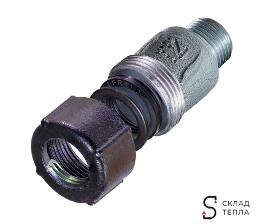 Муфта обжимная из ковкого чугуна с наружной резьбой Ду 40 (1 1/2"). Вид 5.