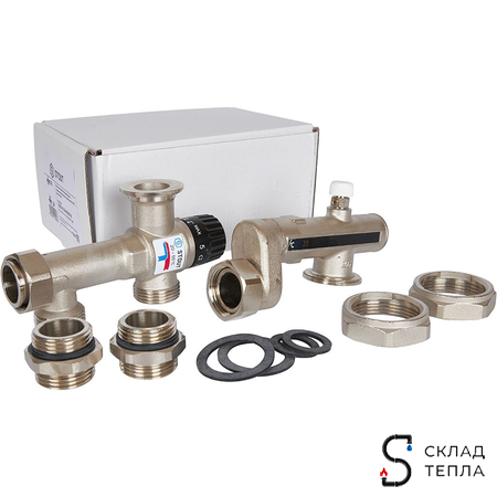 Насосно-смесительный узел STOUT - 1" (с термостатическим клапаном 20-55°C, без насоса). Вид 7.