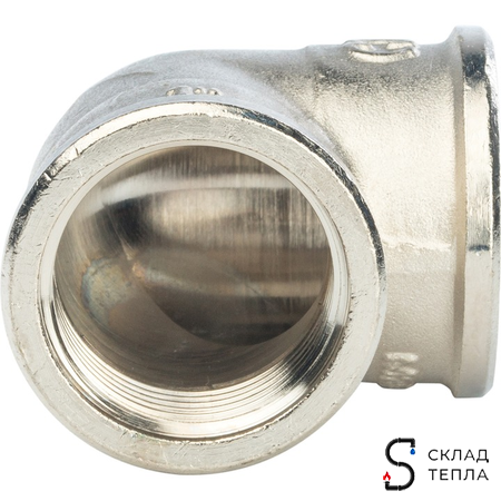 Отвод 90° латунный резьбовой переходной STOUT (ВР/ВР) - 1" x 3/4" (никелированный). Вид 3.